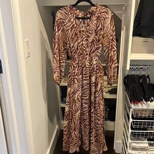 Mango Long Zebra Printed Maxi Dress